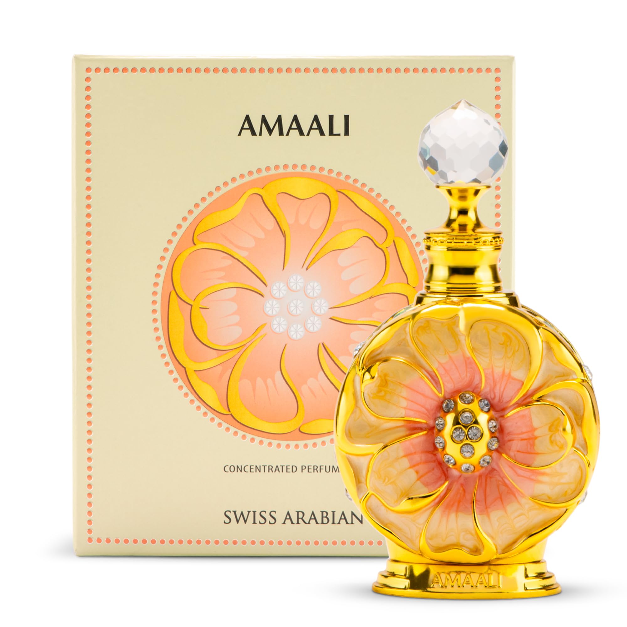Swiss Arabian Amaali bottle pour, long-lasting fragrance for elegant evenings.