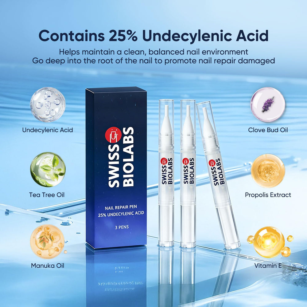 Swiss Biolabs Nail Fungus Pen application on nail with quick absorption.