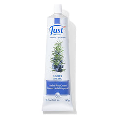 SwissJust Juniper Massage Cream bottle ready for use and relaxation