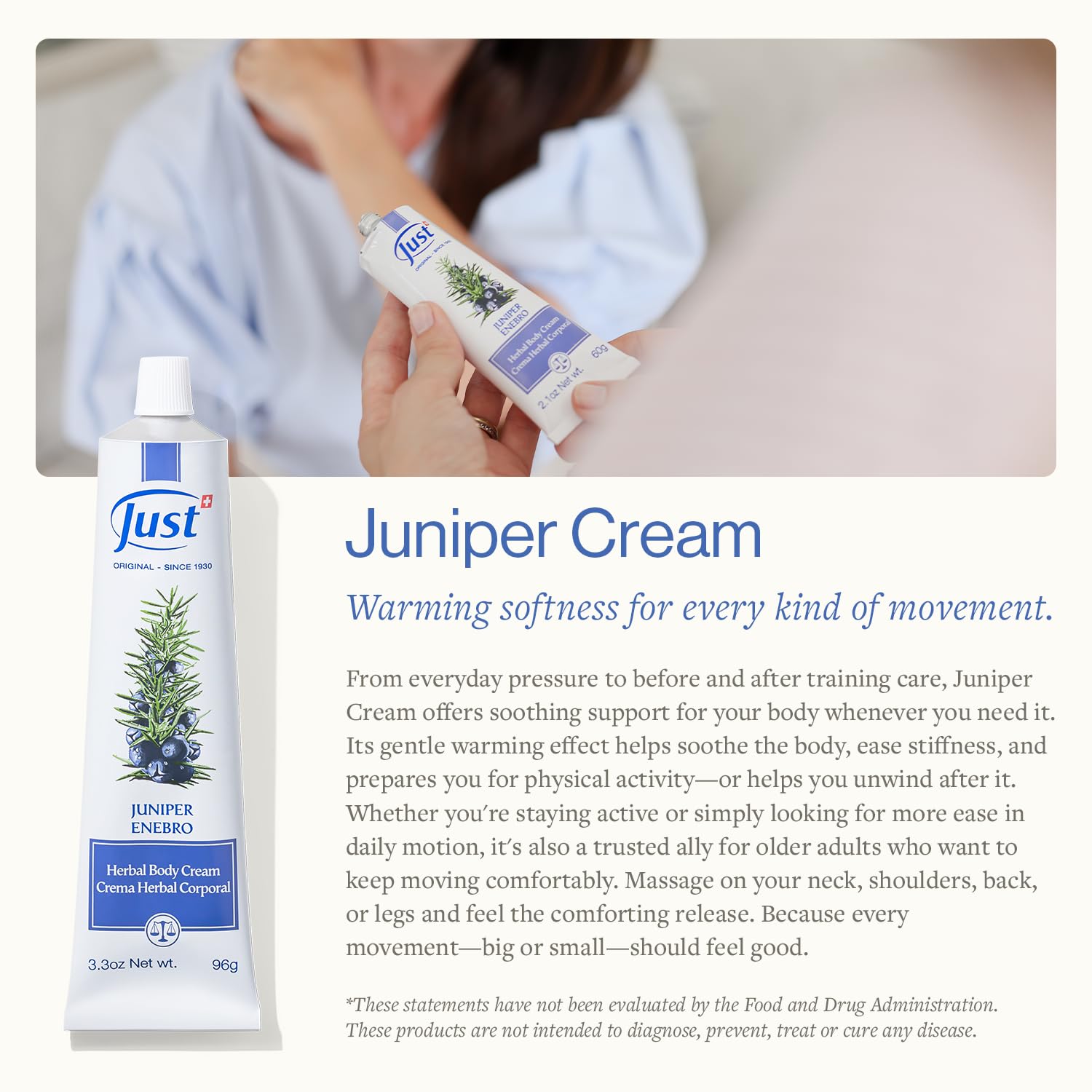 SwissJust Juniper Massage Cream in action during a massage