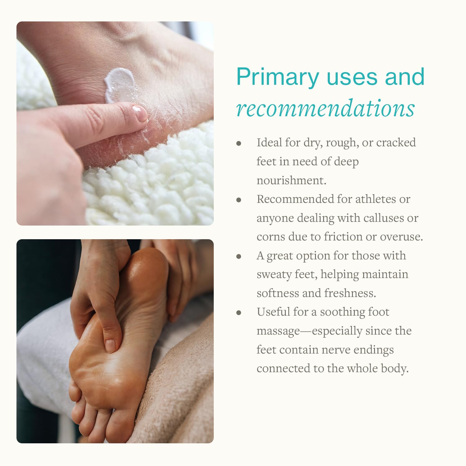 Close-up of SwissJust Pedicream almond-oil formula emphasizing natural nourishment for feet.