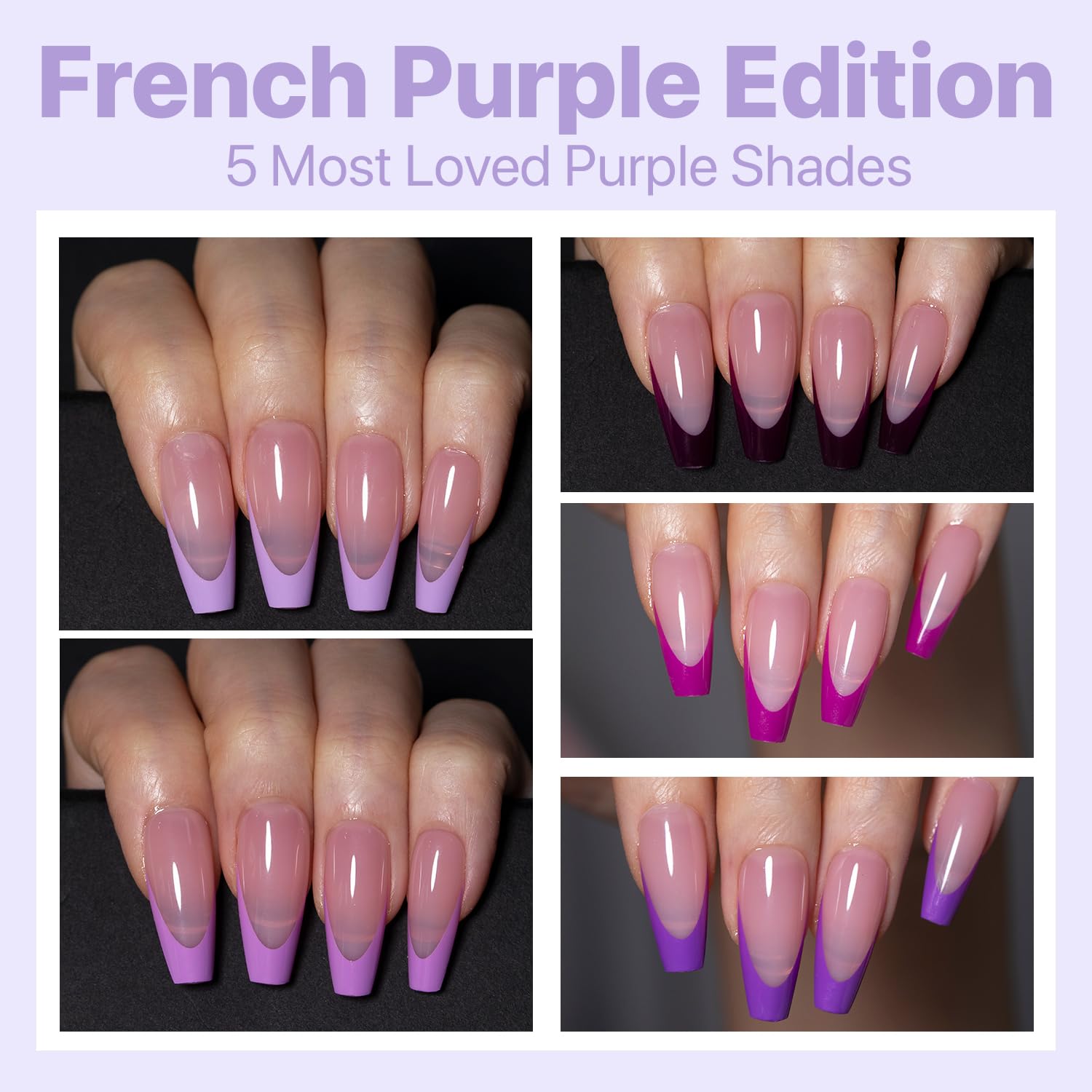 SXC French Tip Purple Series nails close-up highlighting secure hold potential with proper application