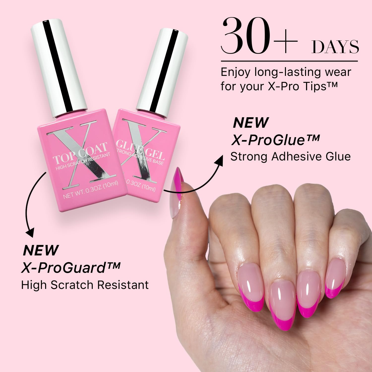SXC French Tip Nails salon tip close-up highlights professional look with X-Pro Tips.