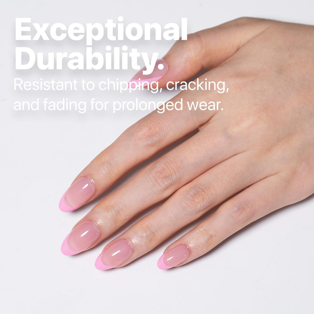 SXC French Tip Nails soft gel texture demonstrates lightweight wear for comfort.