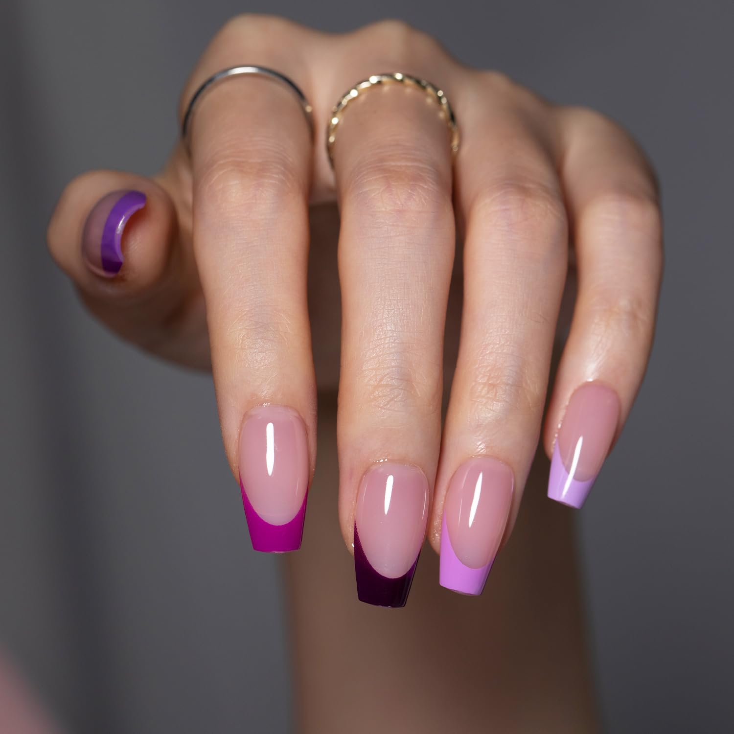 SXC press-on nails with base coat finish for durable wear and easy removal.