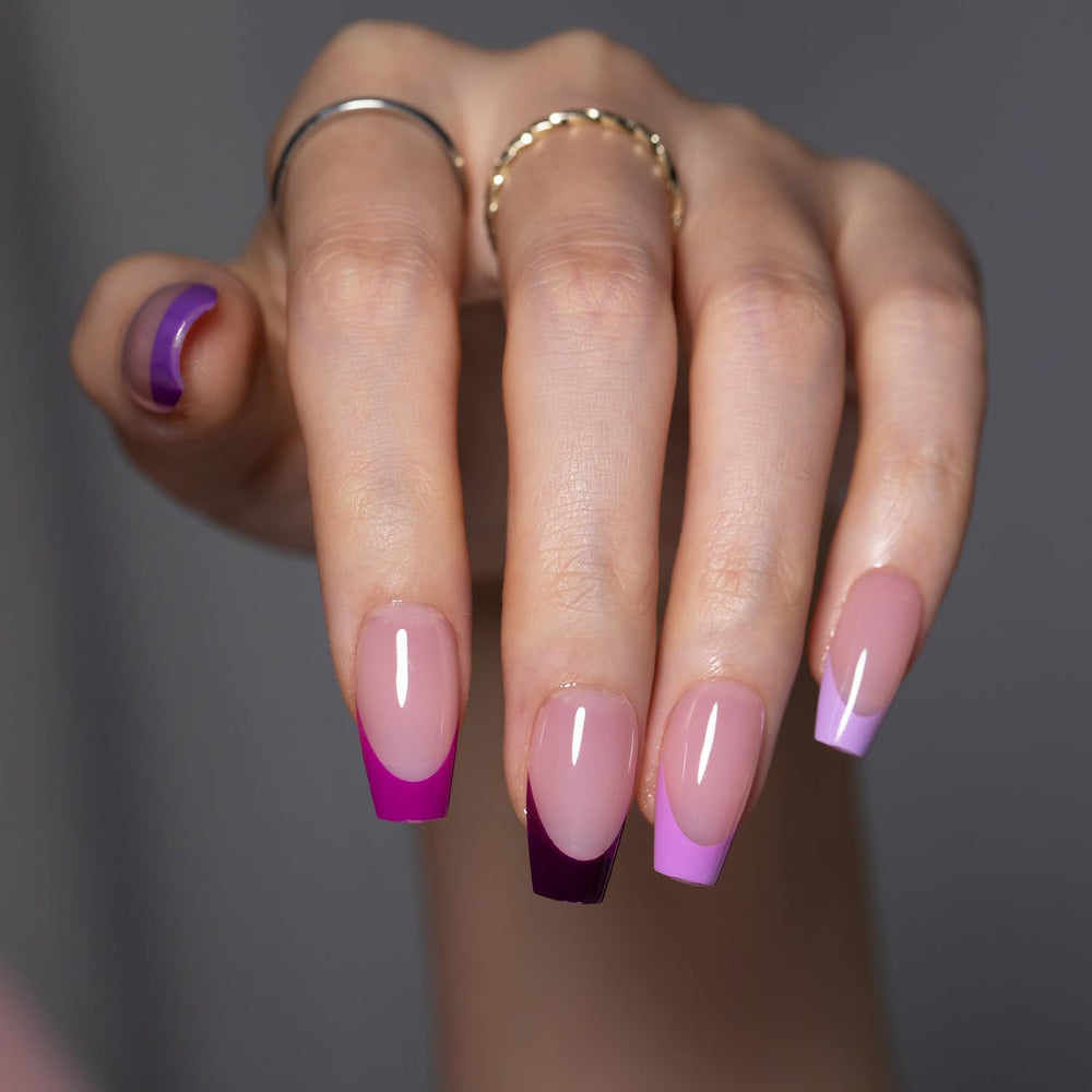 SXC press-on nails with base coat finish for durable wear and easy removal.