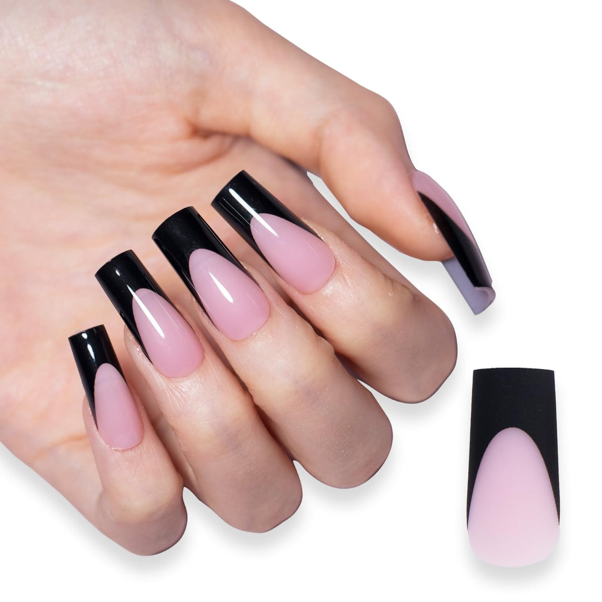 SXC French Tip press-on nails kit offers ultra-fit 15 sizes for easy home manicure.