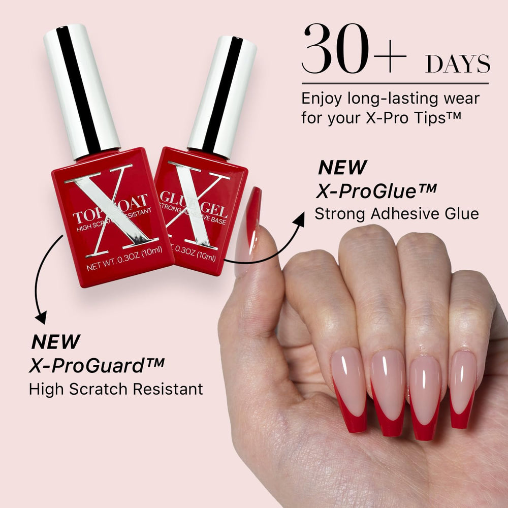 SXC French Tip Nails Red Edition showcases glossy red tip