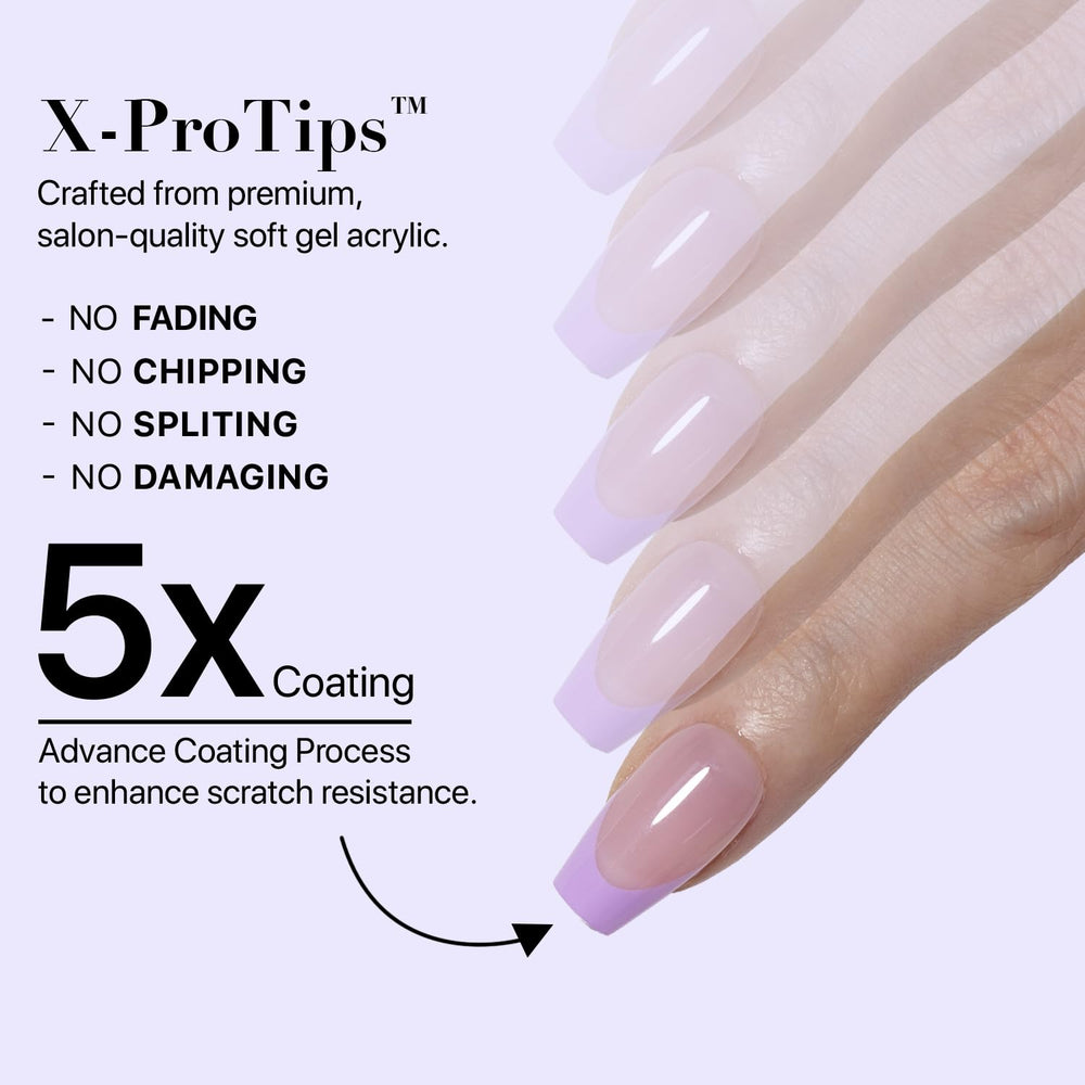SXC no filing required, 150-piece kit supports quick DIY manicures.