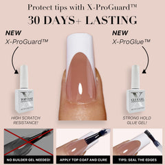 SXC pre-applied primer and base coat saves prep time for faster nails.
