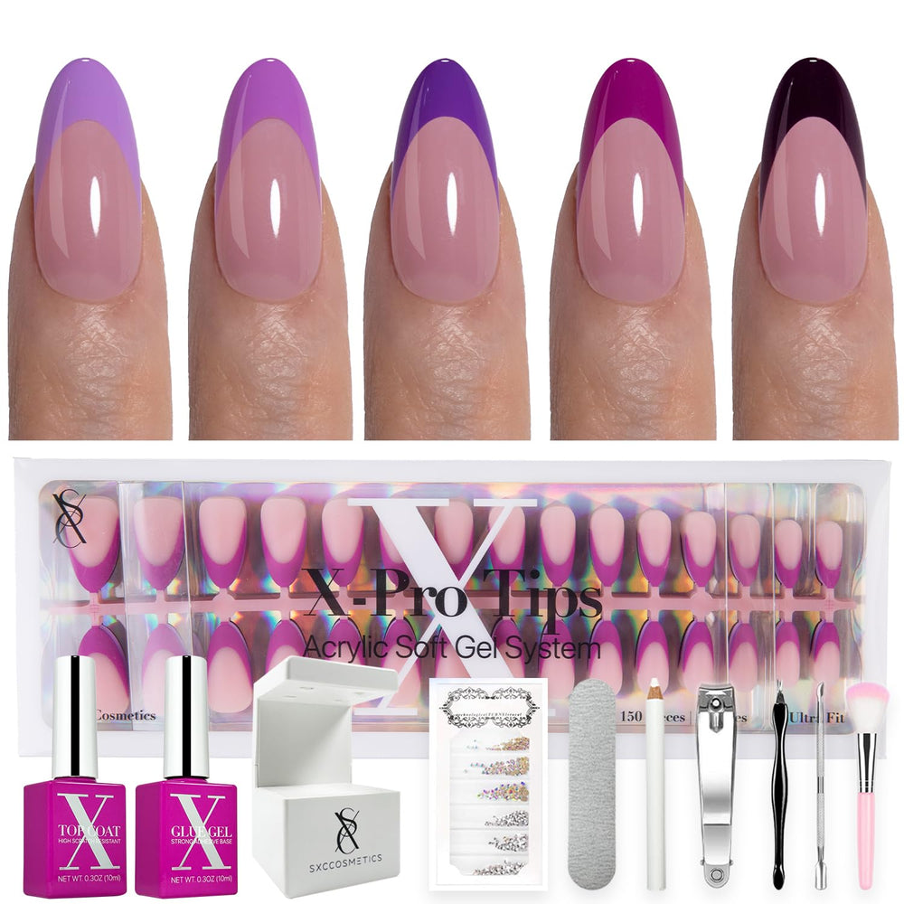 SXC Purple Series French Tip nails on hand for daily glamour