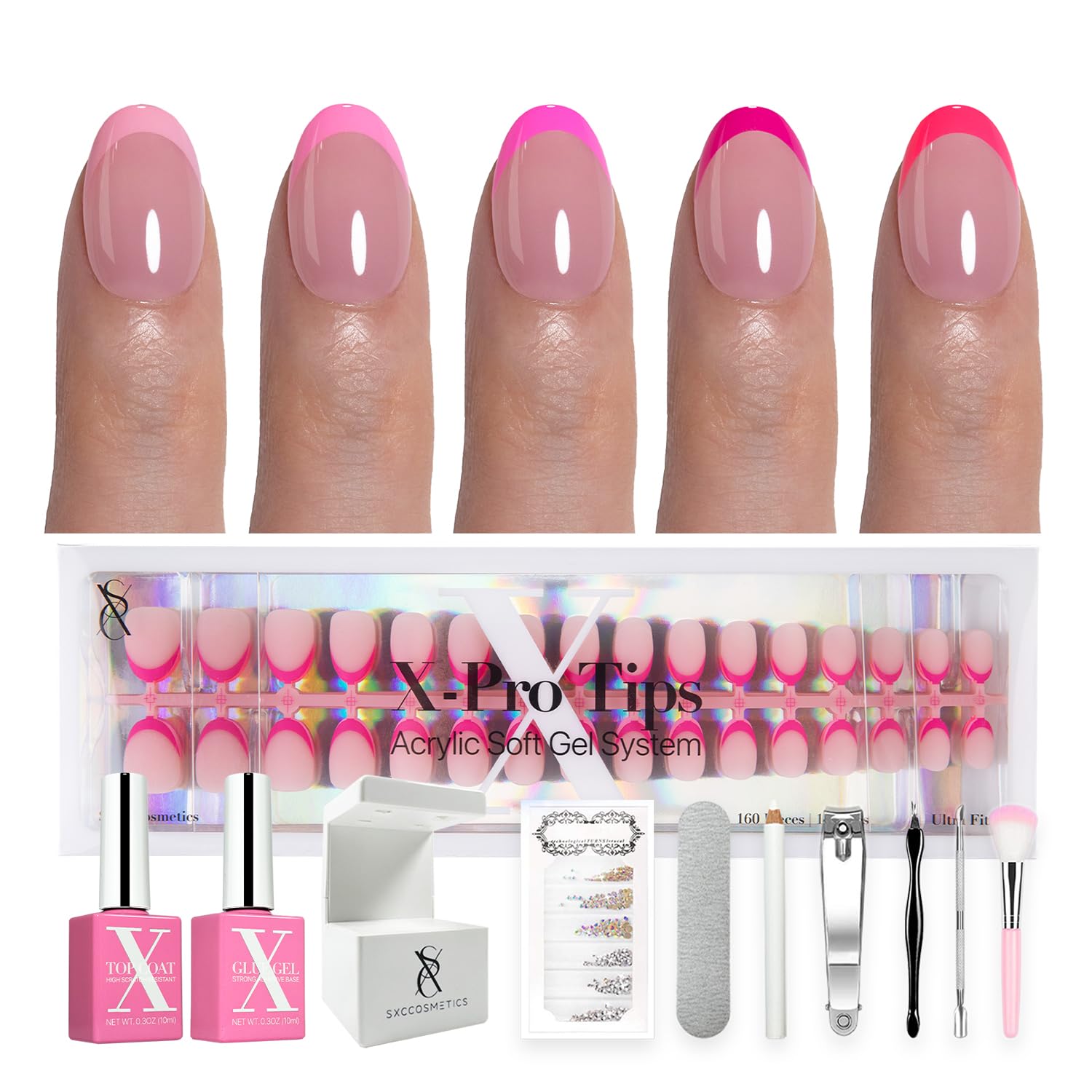 SXC X-Pro Tips French Tip kit box for quick salon-style nails.