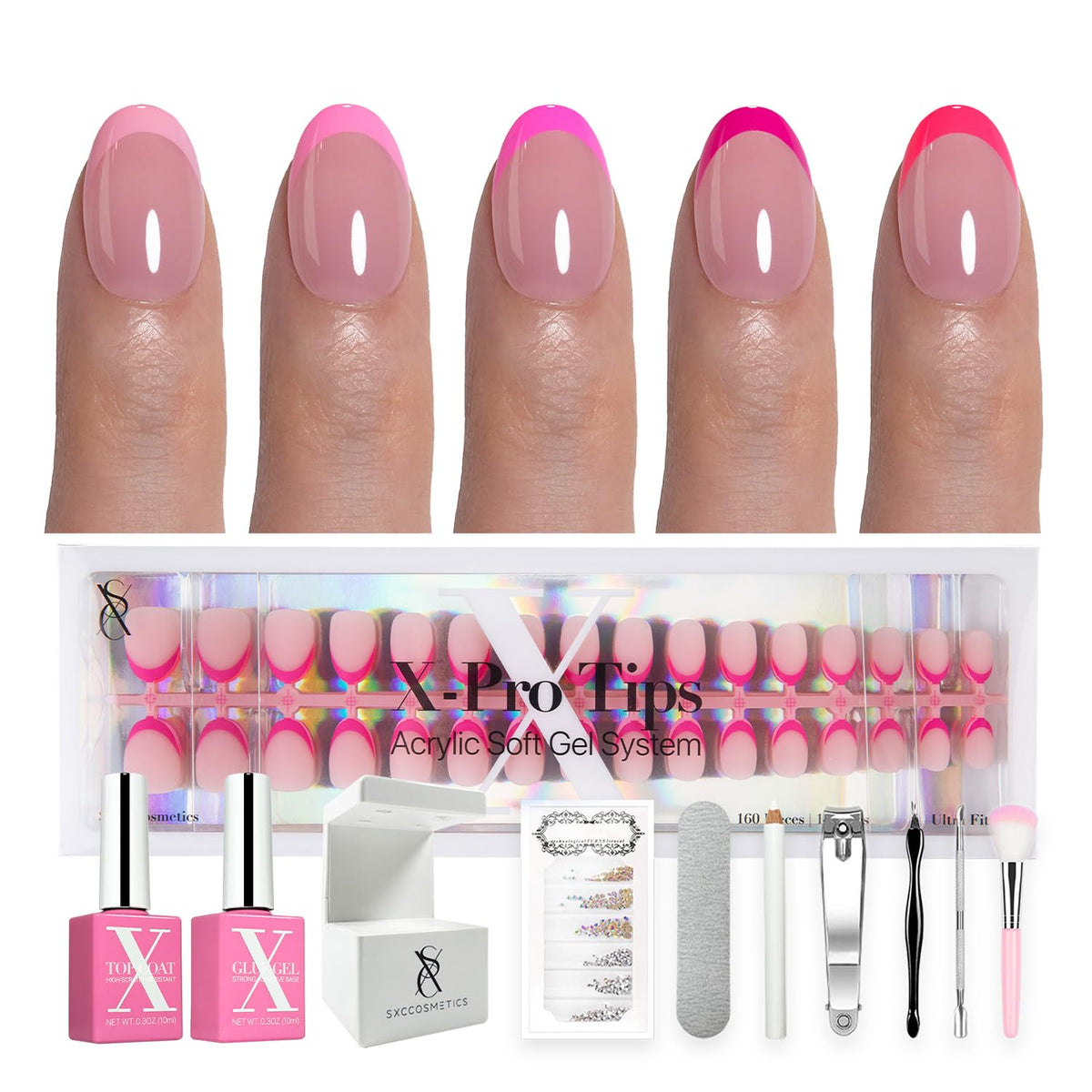 SXC X-Pro Tips French Tip kit box for quick salon-style nails.