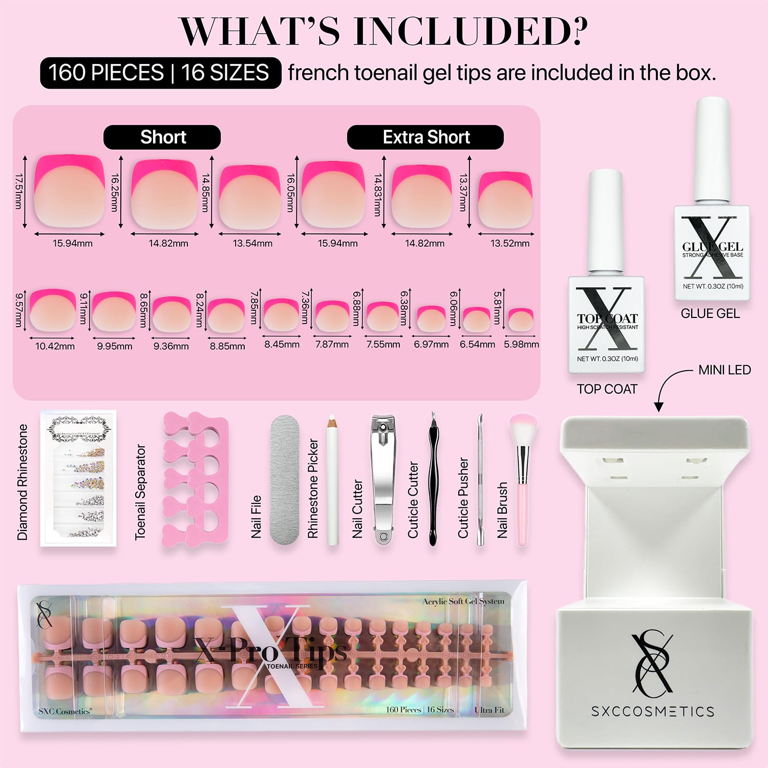 SXC X-Pro Tips French-tip close-up highlighting the pastel tip design for an elegant look.