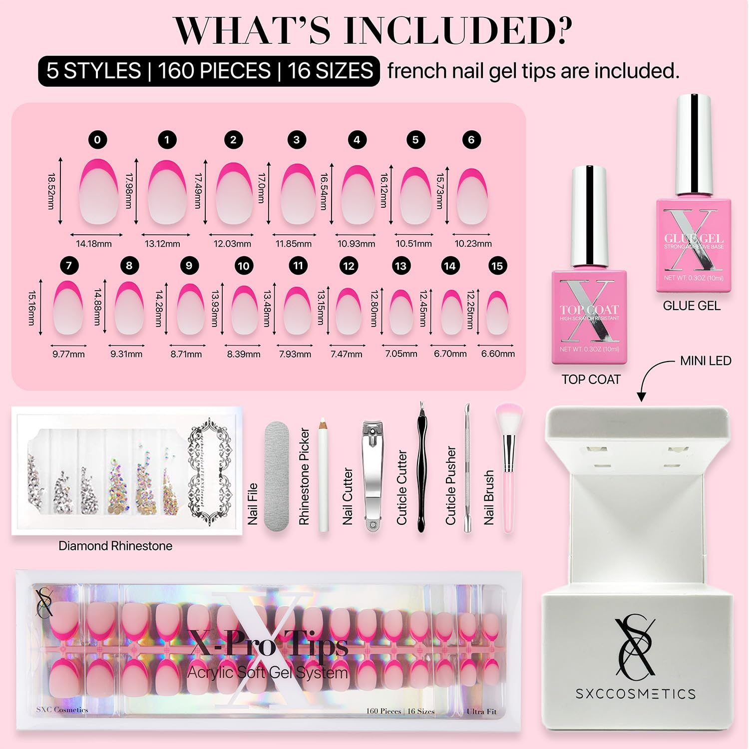 SXC X-Pro Tips lightweight-comfort on a natural nail silhouette.