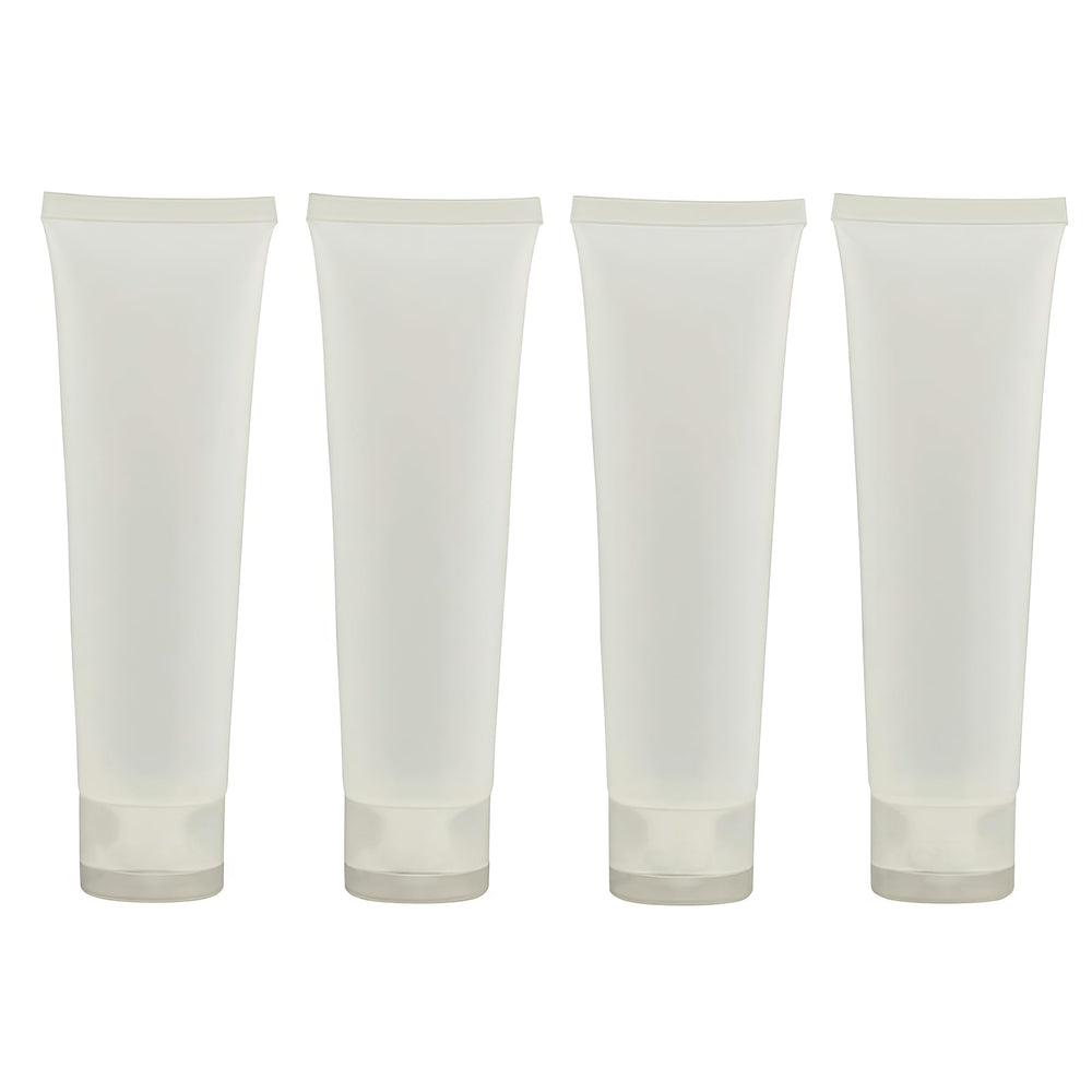 SYBL clear empty 100ml tubes for travel ease and content visibility.