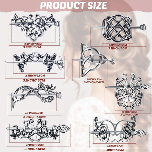 Syhood silver metal hair pin showcases hollow Celtic knot for elegant evening looks