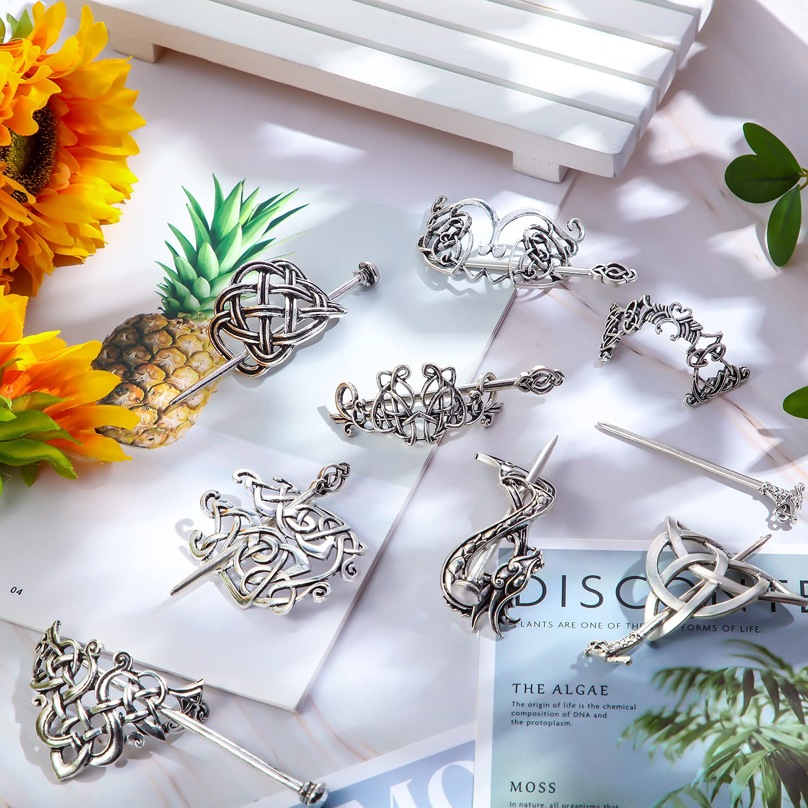 Crystal-clear polish on Syhood hair sticks adds shine and sophistication
