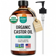 SYLVANA castor oil pump bottle amber glass preserves potency for consistent use.