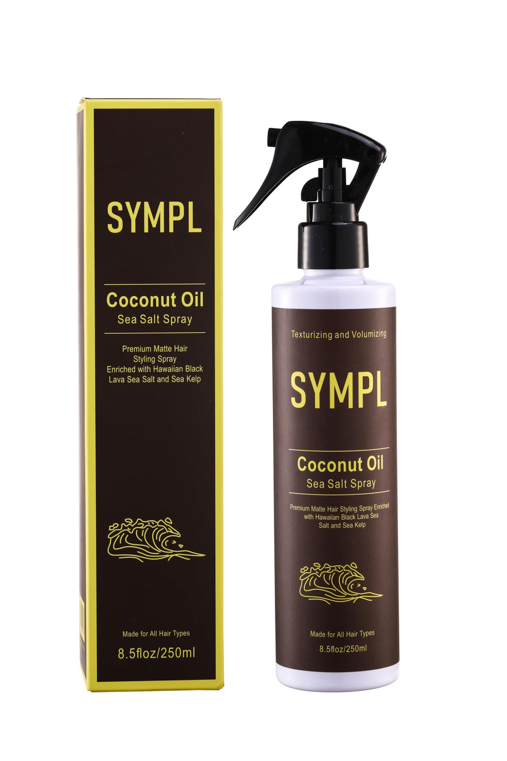 Coconut oil nourishes strands while shaping with Sympl spray.