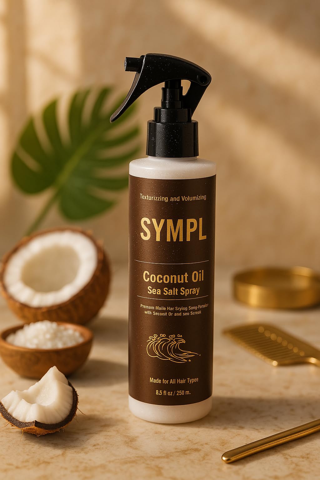 Sympl Sea Salt Spray mist released for light texture and lift.