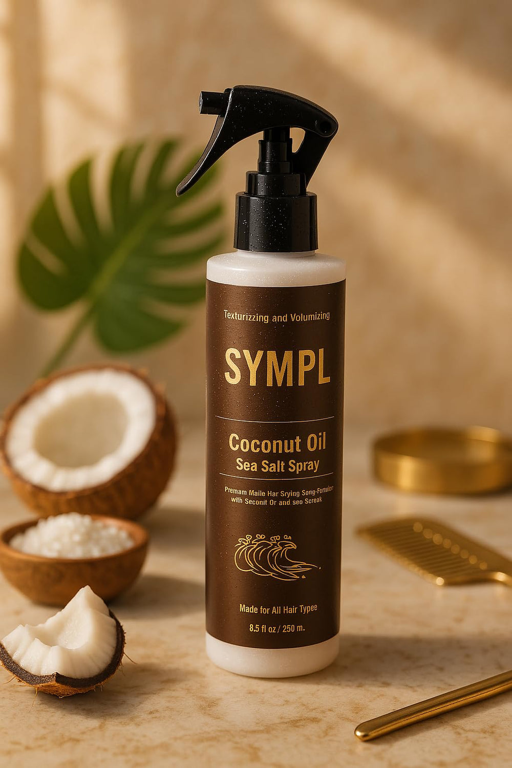 Sympl Sea Salt Spray mist released for light texture and lift.