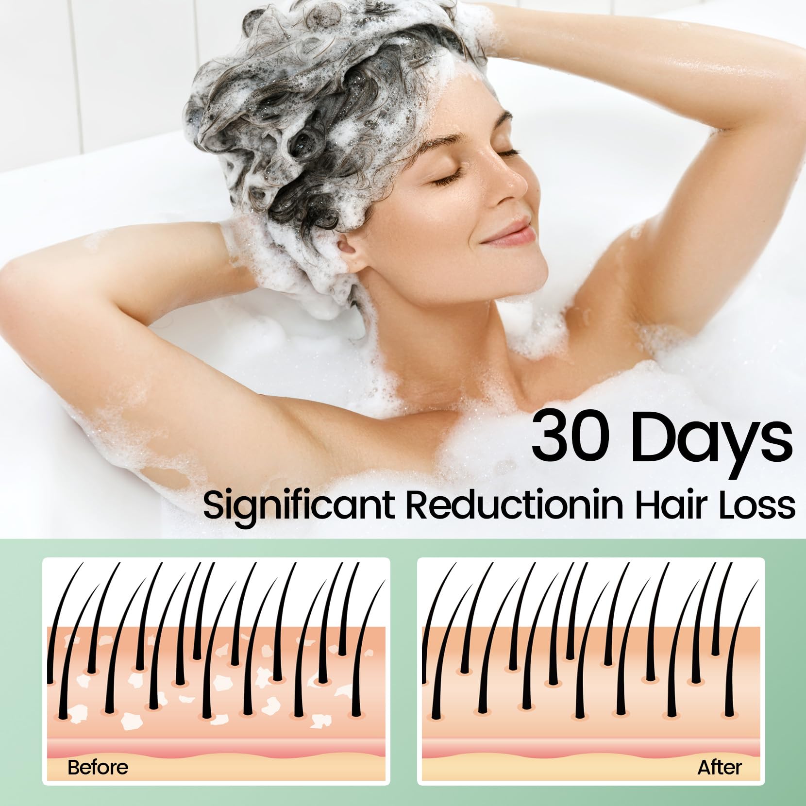 Sysni Rosemary Tea Tree Keratin Shampoo before-after showcasing improved texture.