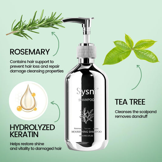 Sysni Rosemary Tea Tree Keratin Shampoo foam close-up for gentle cleansing.