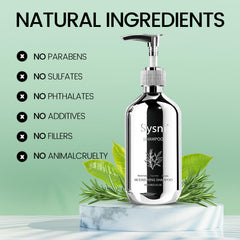Sysni Rosemary Tea Tree Keratin Shampoo ingredients visuals highlight antioxidants.