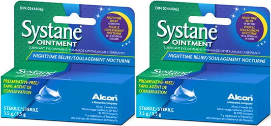 Systane Nightime Ointment two-pack for overnight eye comfort.