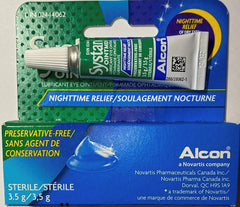 Ingredient panel shows Mineral Oil and White Petrolatum in Systane Nightime.