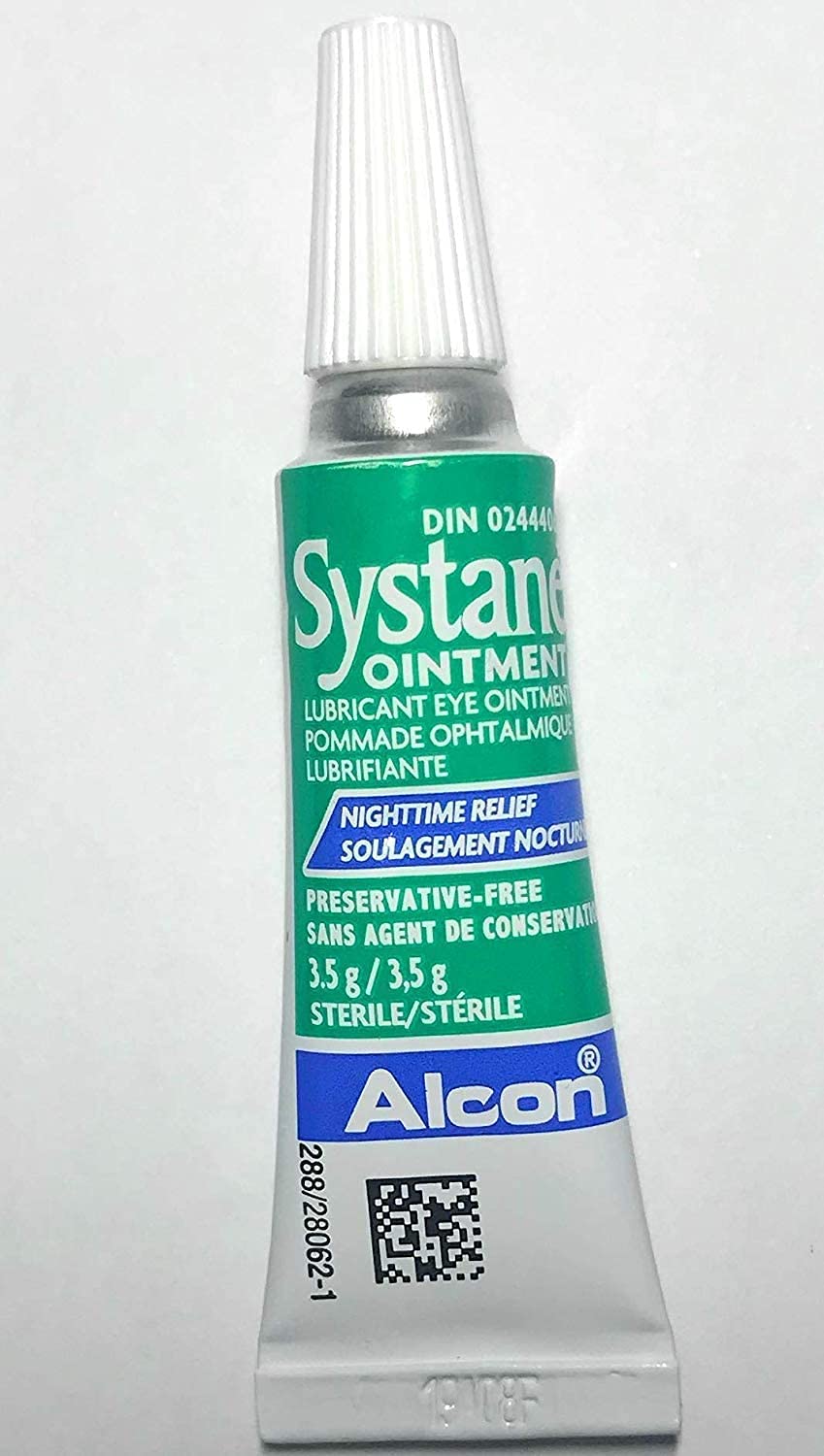 Retail display of Systane Nightime Ointment two-pack.