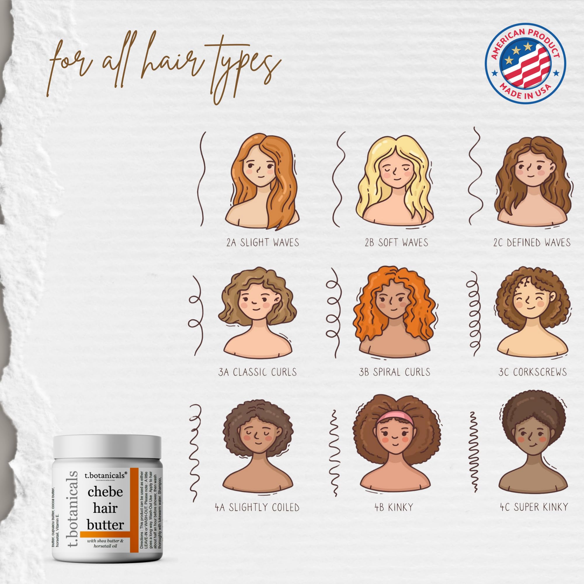 t.botanicals USA-made label closeup on Chebe butter