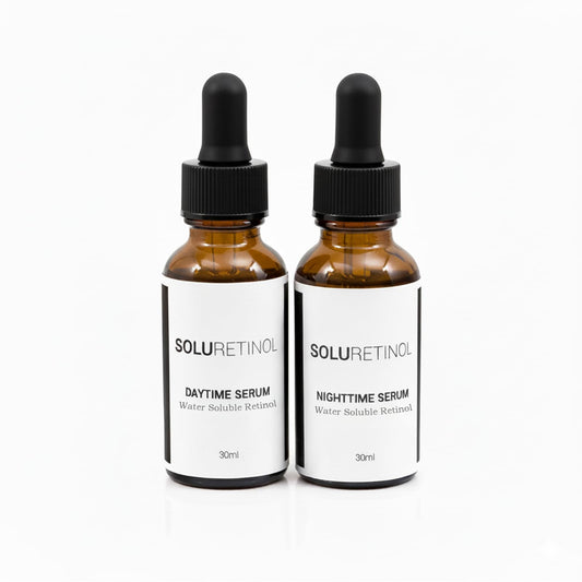 TACOHO Soluretinol serum bottle with pump for daily hydration.