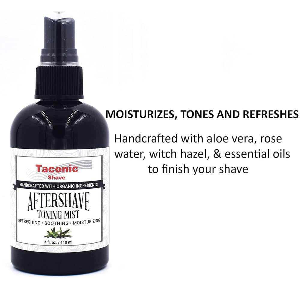 Taconic Shave ingredients aloe rose water witch hazel on skin for soothing after shaving.