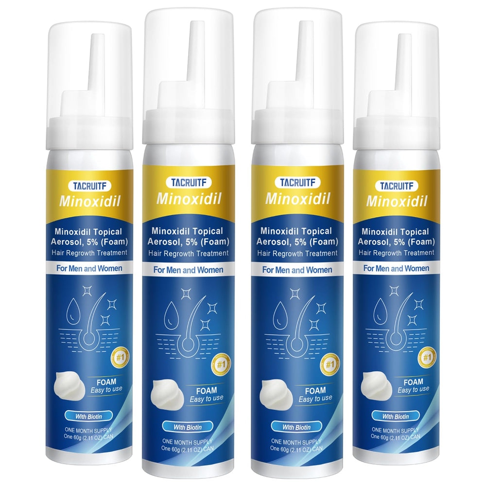 Tacruitf minoxidil foam bottle with 5% formula for easy scalp use