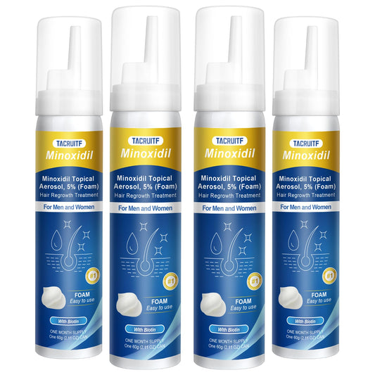 Tacruitf minoxidil foam bottle with 5% formula for easy scalp use