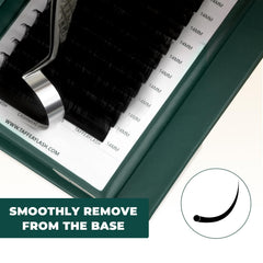 TAFFEAY Cashmere lash tray close-up with matte black finish and lightweight fibers