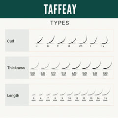 TAFFEAY Cashmere lashes with J curl close-up offers versatile styling options for clients.