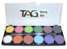 TAG face paint palette with 12 colors for vibrant, blendable body art, ideal for cosplay