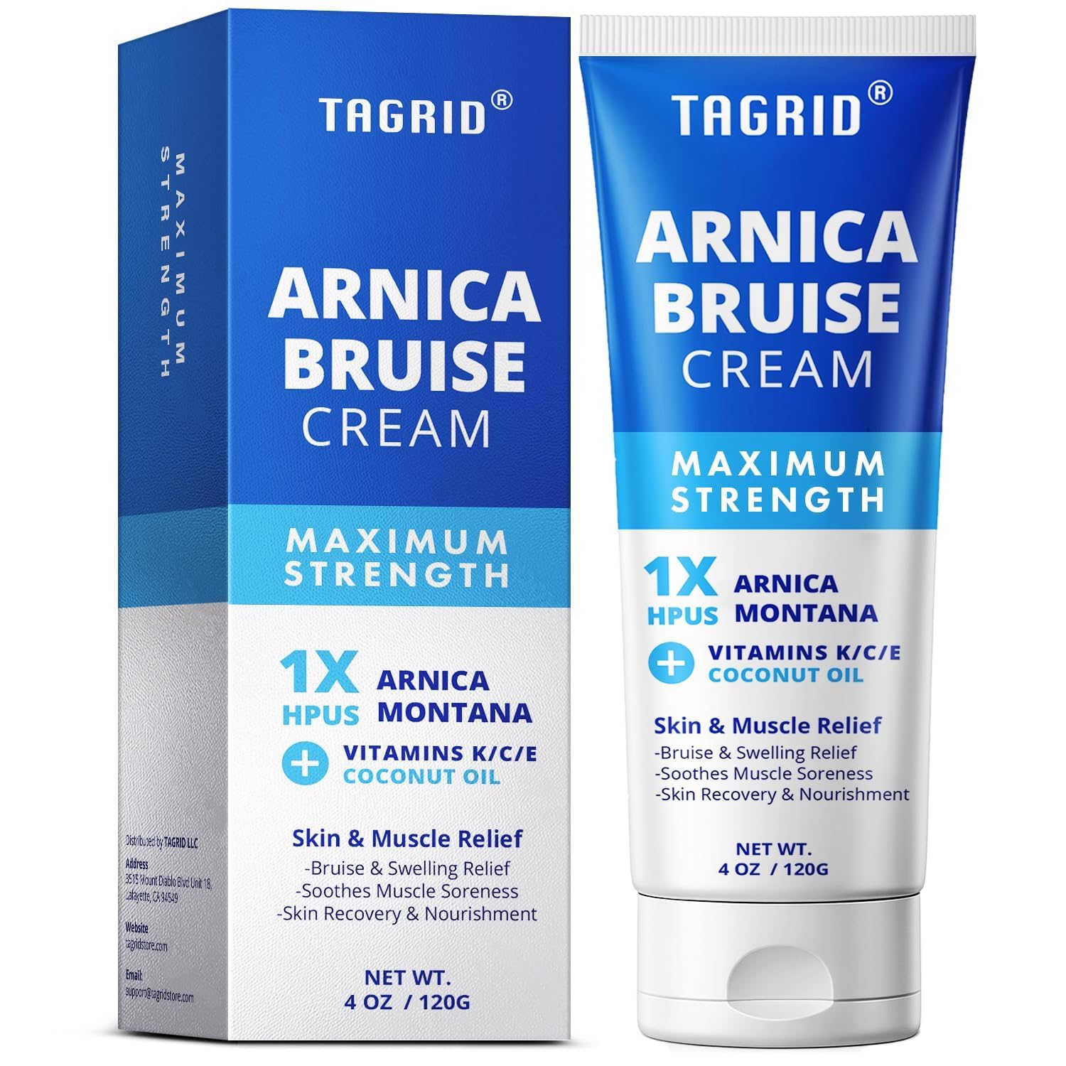 TAGRID Arnica Cream bottle front for easy daily use and quick topical relief.