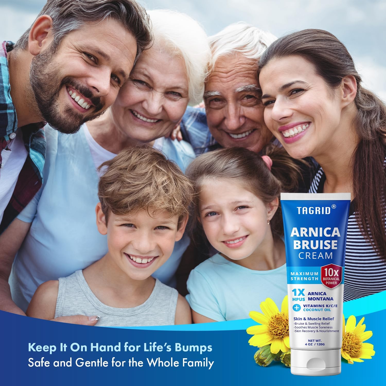TAGRID Arnica Cream after-activity use suggests post-workout comfort and minor swell management.