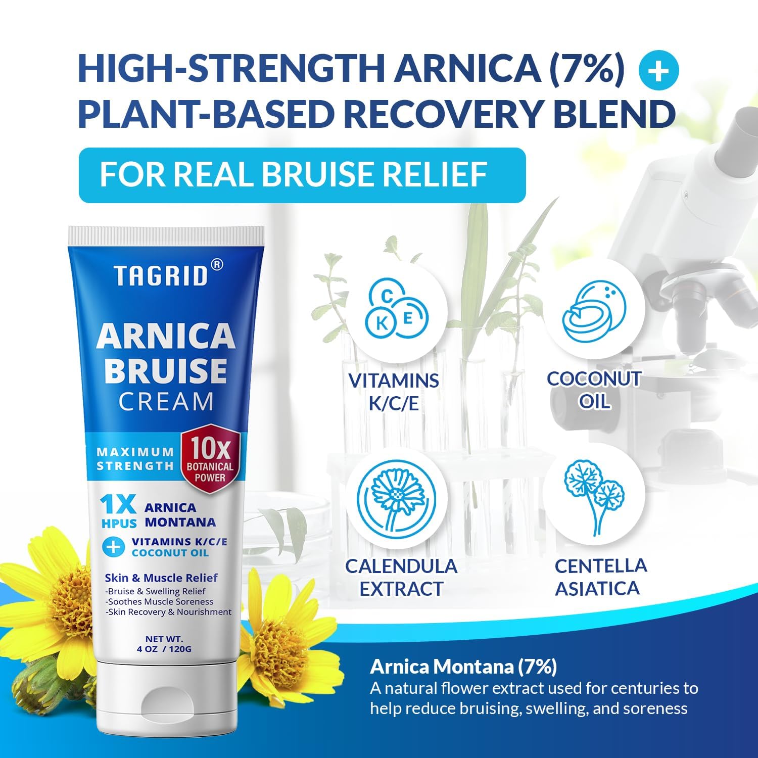 TAGRID Arnica Cream texture-dispense shows smooth, fast-absorbing application.
