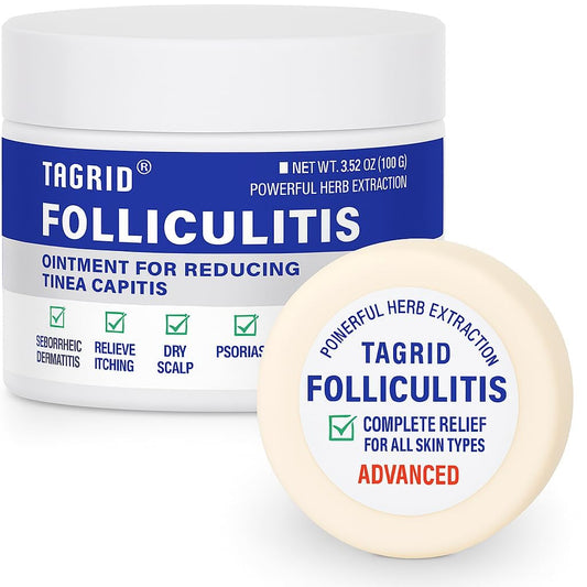 TAGRID Folliculitis Cream bottle provides soothing relief for irritated follicles.