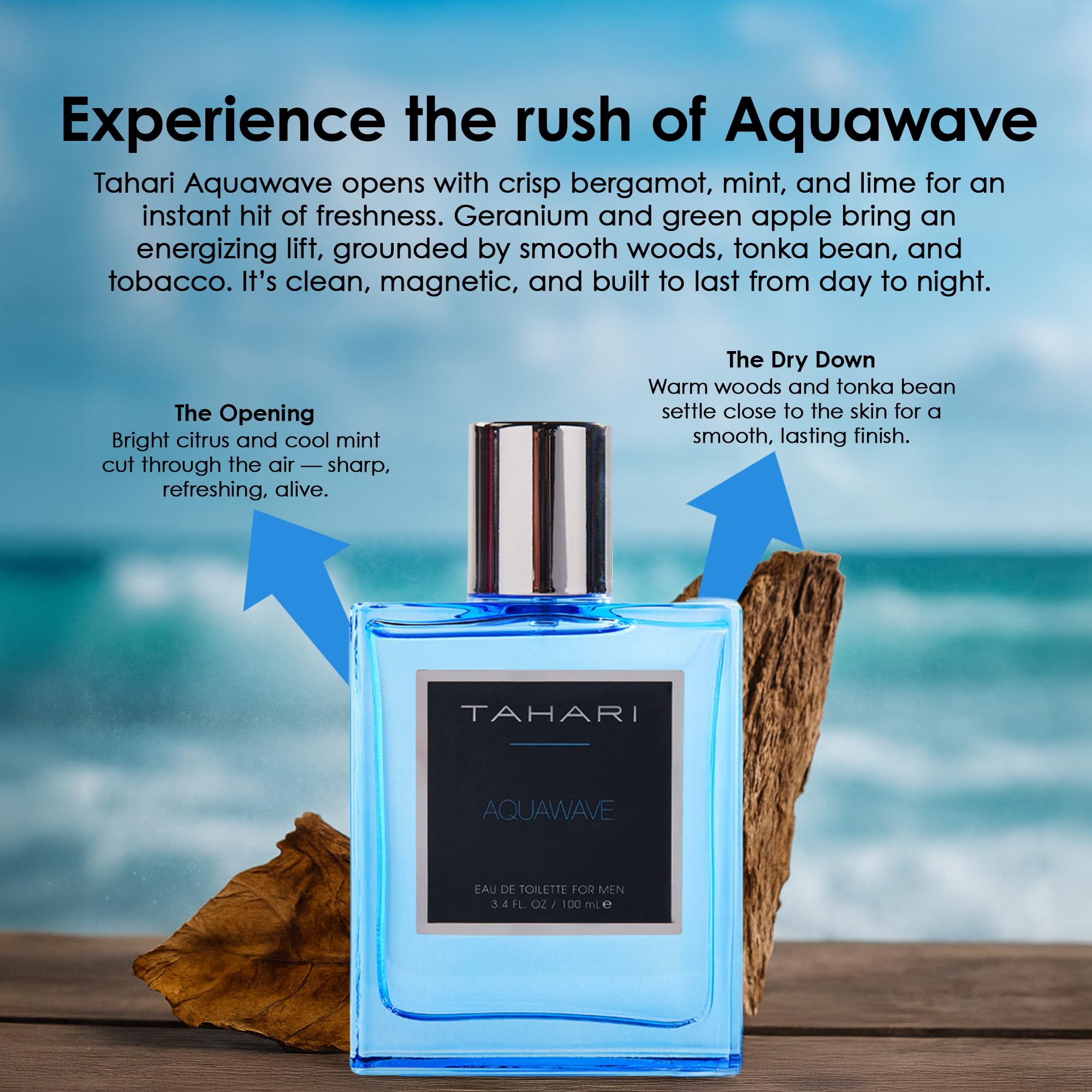 Tahari Aquawave perfume spray application captures a quick, confident refresh
