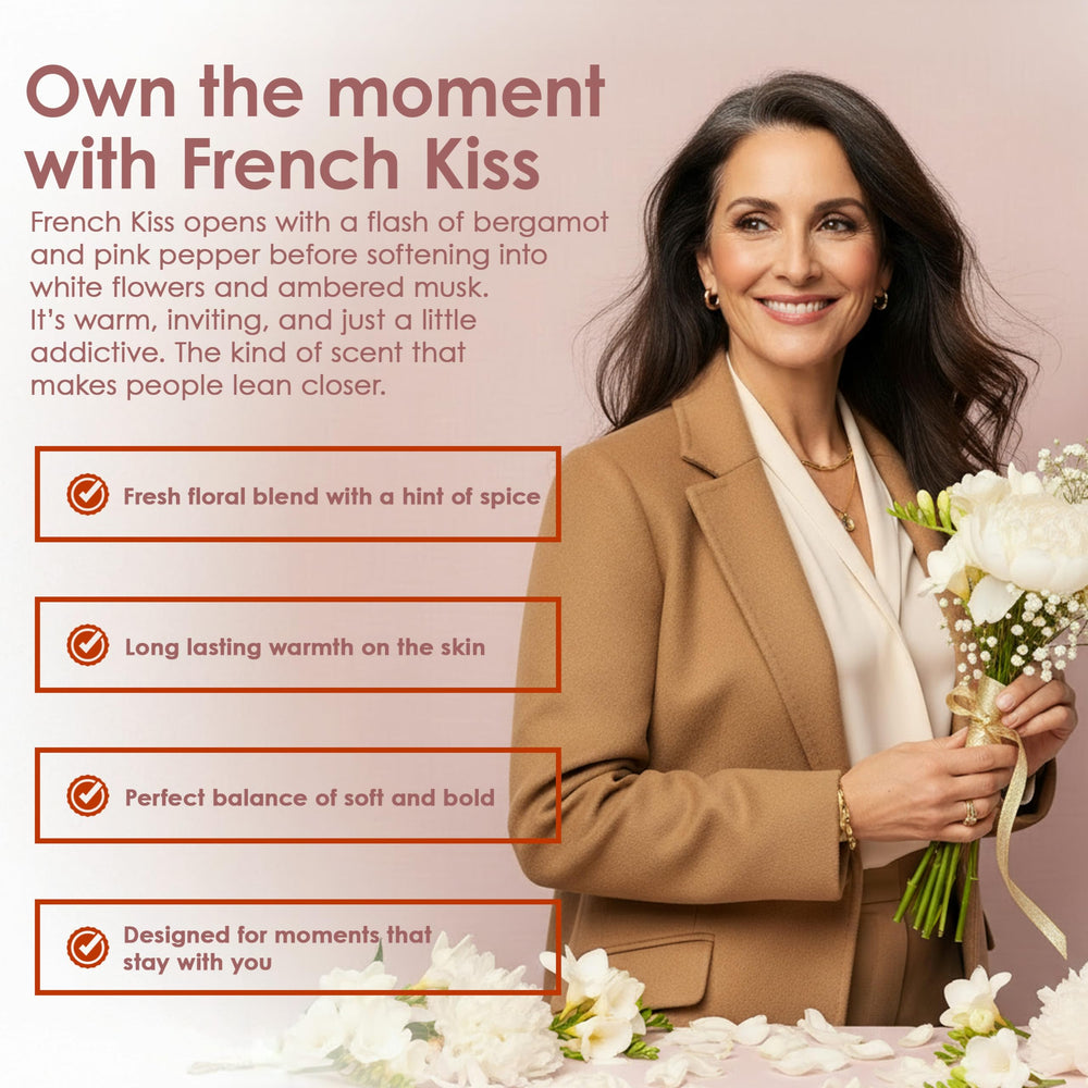 Lifestyle shot featuring TAHARI French Kiss on vanity, ideal for date nights.