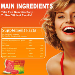 TailTrespass Tanning Gummies astaxanthin-lycopene ingredient panel on packaging.