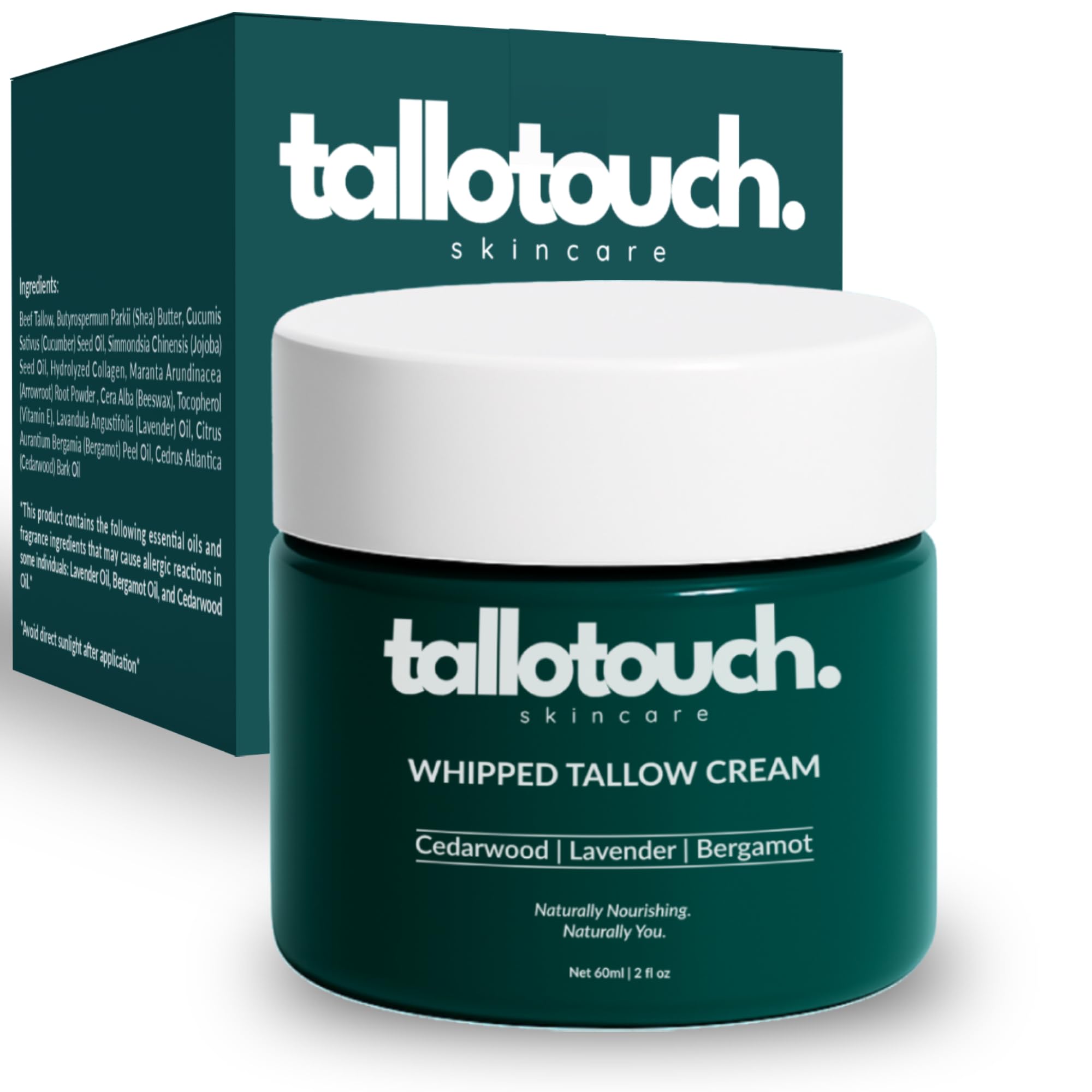 Tallotouch Whipped Tallow Cream jar close-up showing rich texture for deep hydration
