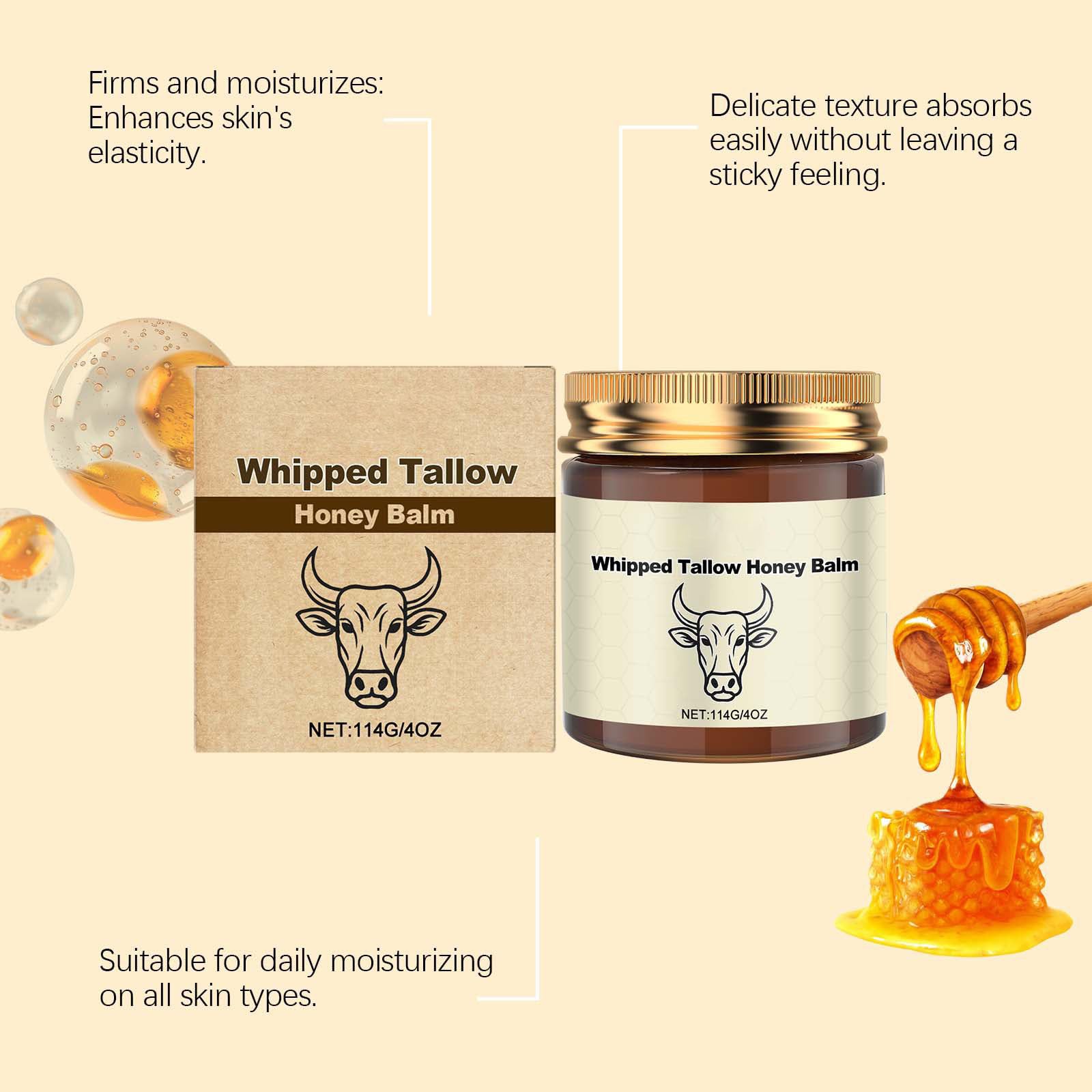 Applying Grass-Fed Whipped Tallow Balm on dry hands to moisturize.