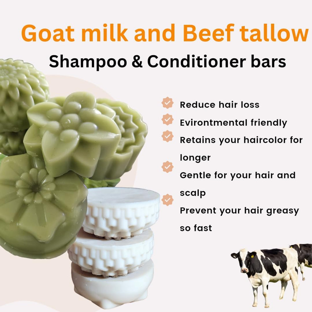 Tallow & Goat Milk Conditioner Bar with rosemary and mint for detangling